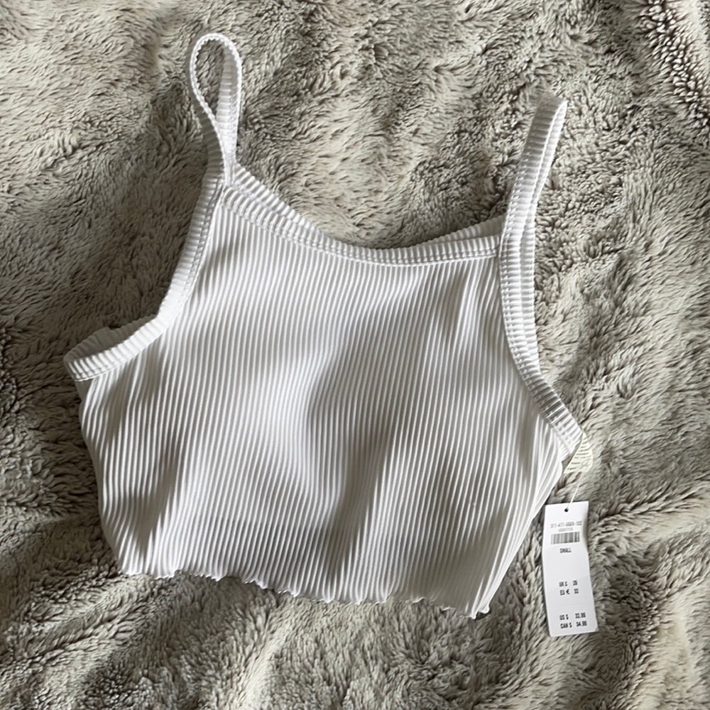 White ribbed tank swim top